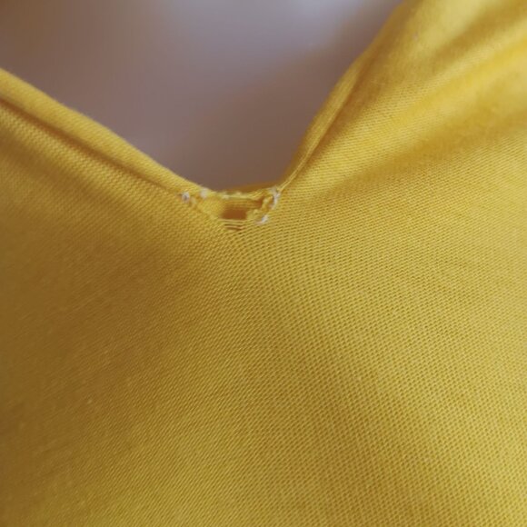 1OF1 Medium Boho Yellow Drawstring Hoodie Crop Top 1970's Handmade Hippy - Picture 3 of 5